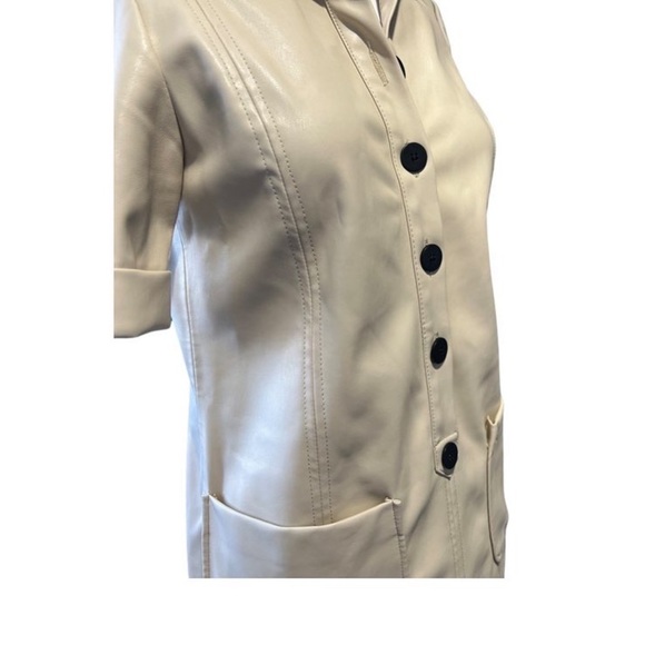 ZARA FAUX LEATHER CREAM MINI DRESS SMALL - Picture 6 of 7